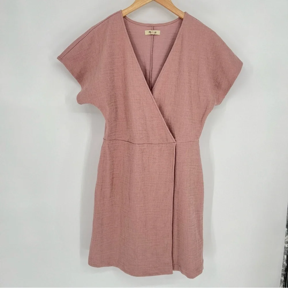 Madewell Cross‎ Front Flutter Sleeve Minidress in Pink